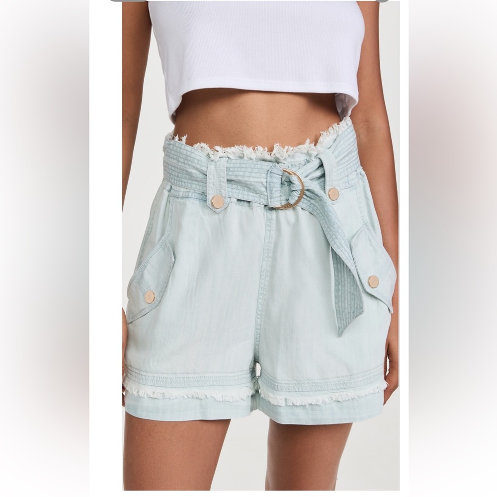 Ramy Brook Belted Paper Bag Giselle Shorts Chambray NWT Size XS